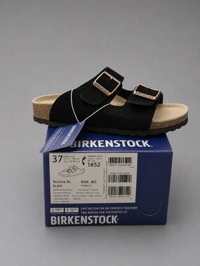 Birkenstock Arizona BS Black Suede Sandals Size 37 Regular Fit NWT
